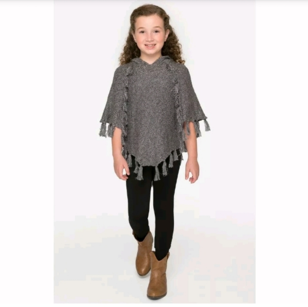 Johnny Was Girls Fringe Metallic Poncho Sweater